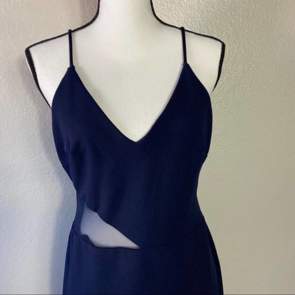 Xscape Blue Asymmetrical Hem Cocktail Mini Dress - Picture 3 of 7